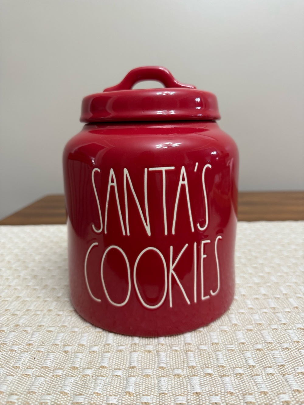 Santa's Cookies Red Ceramic Cookie Jar - Rae Dunn